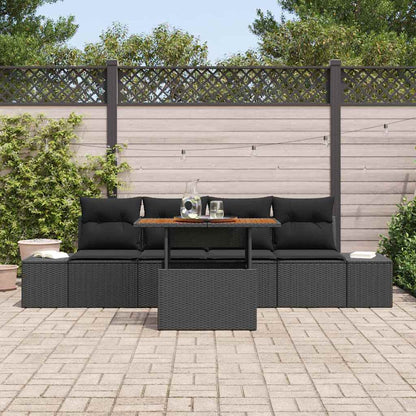 Tuin Sofa Set met opslag 5 pcs Zwart Poly riet