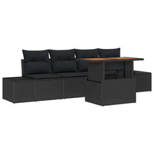 Tuin Sofa Set met opslag 5 pcs Zwart Poly riet