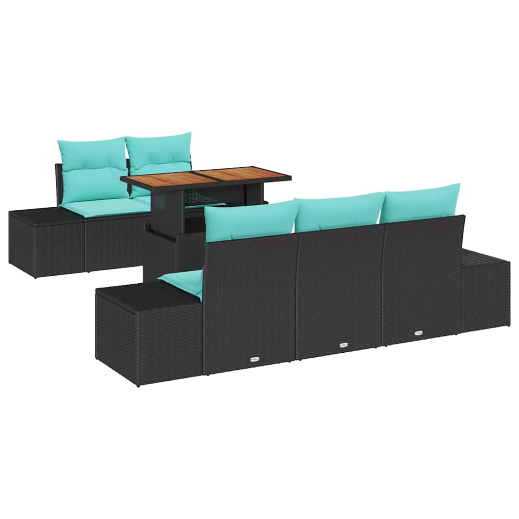 Tuin Sofa Set 6 st Zwart Poly riet