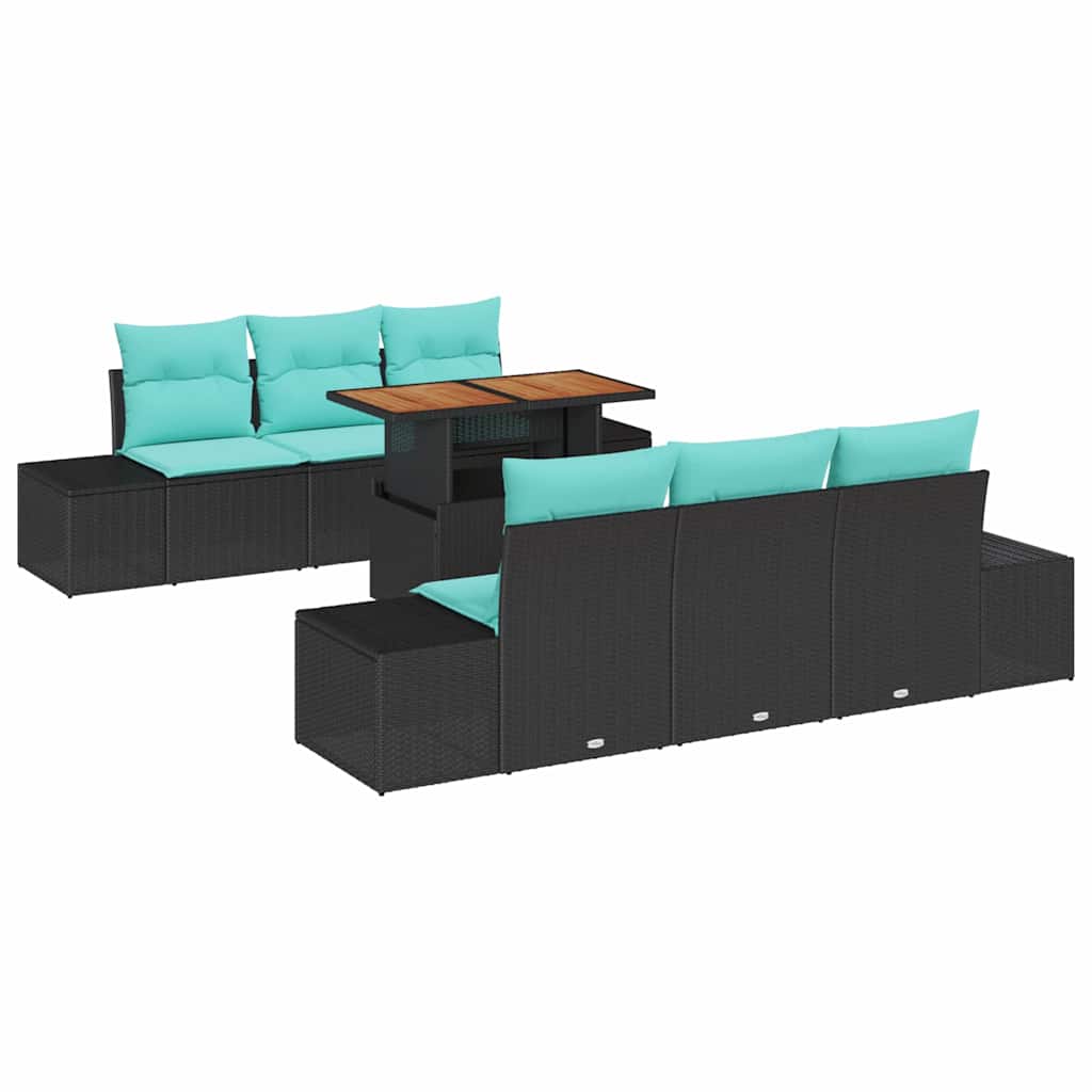 Tuin Sofa Set 7 st Zwart Poly riet