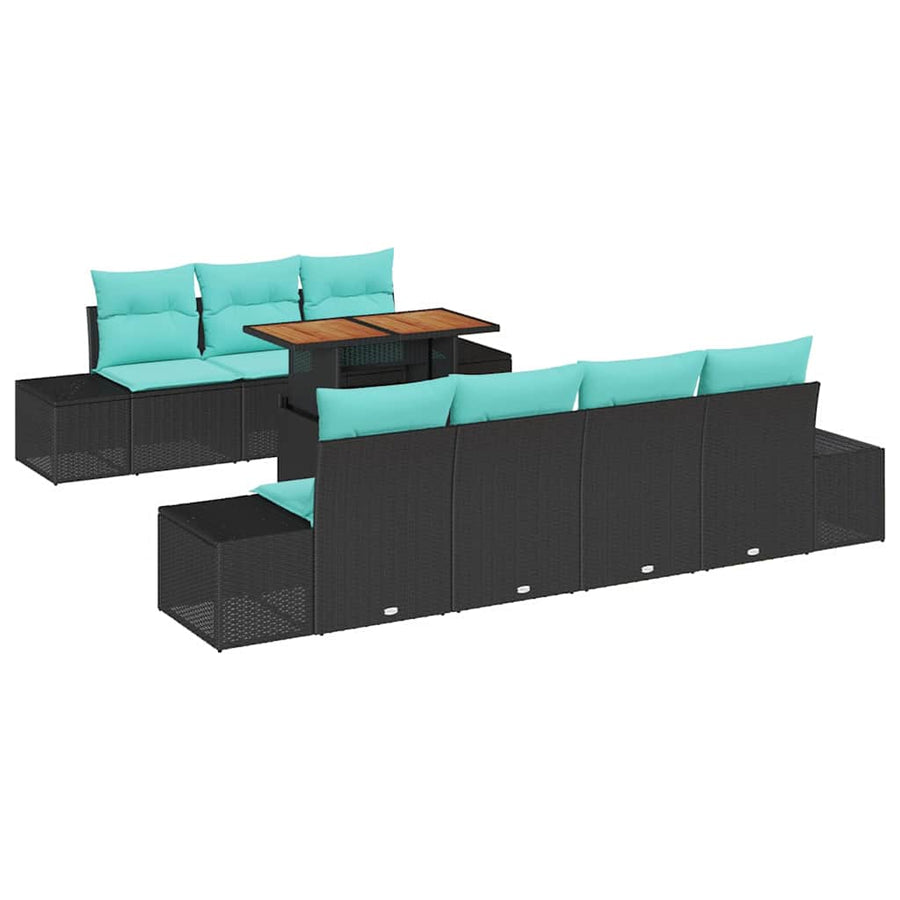 Tuin Sofa Set 8 st Zwart Poly riet