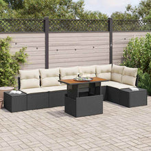 Tuin Sofa Set met opslag 7 pcs Zwart Poly riet