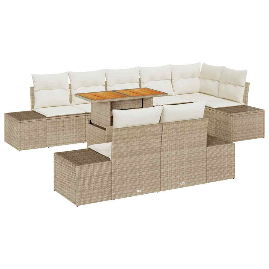 Tuin Sofa Set met opslag 9 pcs Beige Poly riet