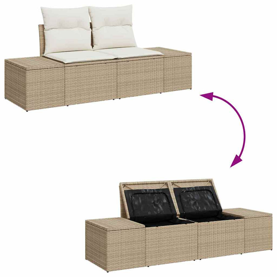 Tuin Sofa Set met opslag 9 pcs Beige Poly riet