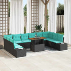 Tuin Sofa Set 11 st Zwart Poly riet