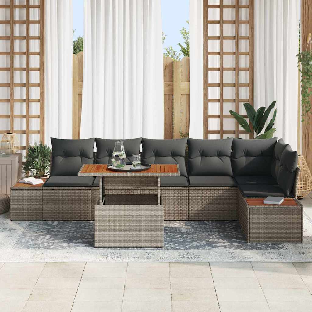 Tuin Sofa Set met opslag 7 pcs Grijs Poly riet