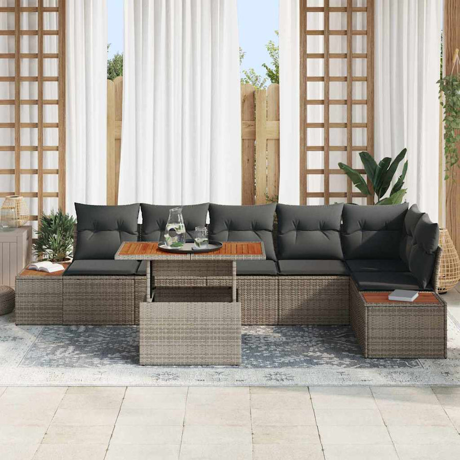Tuin Sofa Set met opslag 7 pcs Grijs Poly riet