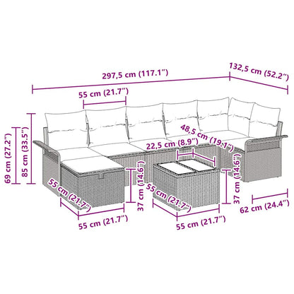 Tuin Sofa Set met kussen 8 pcs Beige en Licht Grijs poly rattan
