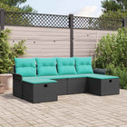 Garden Sofa Set with Cushions 6 pcs Black and Turquoise poly rattan