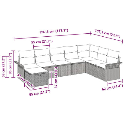 Tuin Sofa Set met kussen 8 pcs Zwart en Crème poly rattan