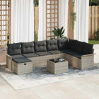 Tuinset poly rattan 9-delig lichtgrijs