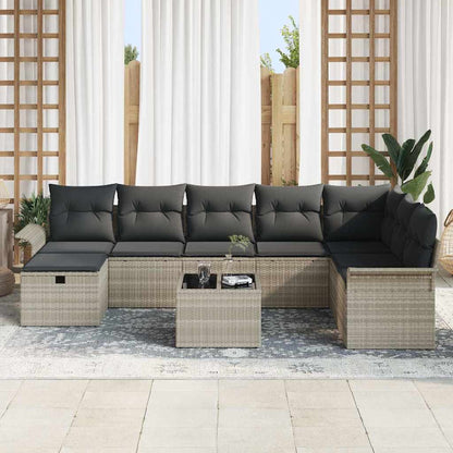 Tuin Sofa Set met kussen 9 pcs Lichtgrijs poly rattan