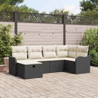 Loungeset poly rotan 6-delig zwart crème