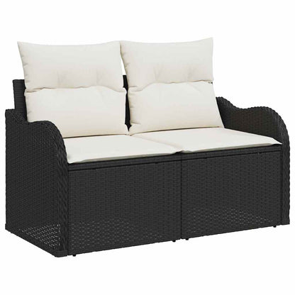 Tuin Sofa Set met kussen 7 pcs Zwart en crème Poly riet