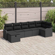 Loungeset 7-delig poly rattan zwart
