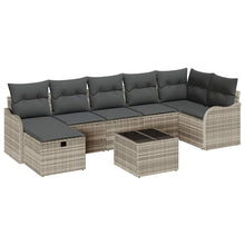 Bankstel met kussen met opslag 8 pcs Lichtgrijs poly rattan