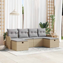 Bankstel met kussen 6 pcs Beige en Licht Grijs poly rattan