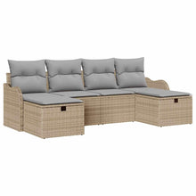 Bankstel met kussen 6 pcs Beige en Licht Grijs poly rattan