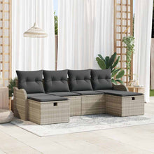 Bankstel met kussen met opslag 6 pcs Lichtgrijs poly rattan