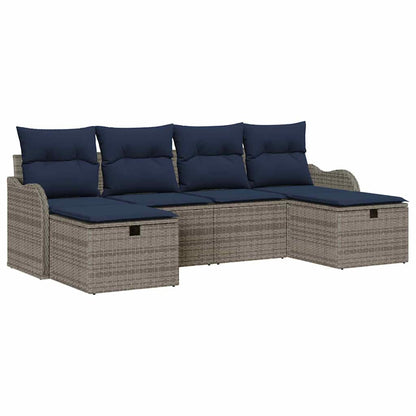 Bankstel 6 st 6-Aantal zitplaatsen Grijs en Marineblauw