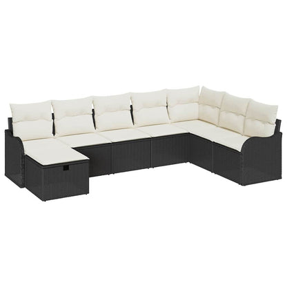 Bankstel met kussen met opslag 8 pcs Zwart en Crème poly rattan
