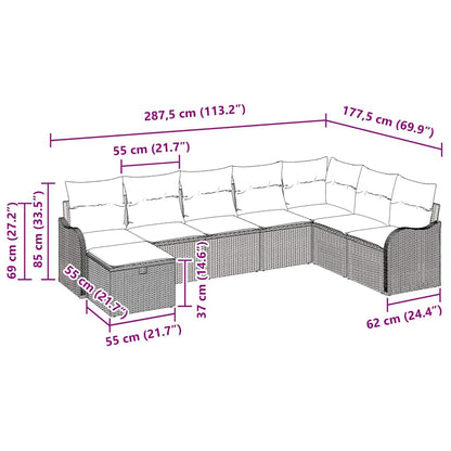 Bankstel met kussen met opslag 8 pcs Zwart en Crème poly rattan