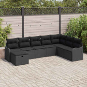 Loungeset poly rattan zwart met opbergruimte