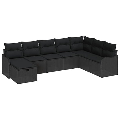 Bankstel met kussen met opslag Zwart poly rattan