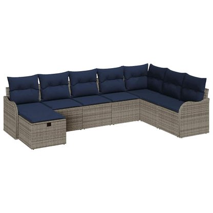 Bankstel met kussen met opslag Grijs en Marineblauw poly rattan