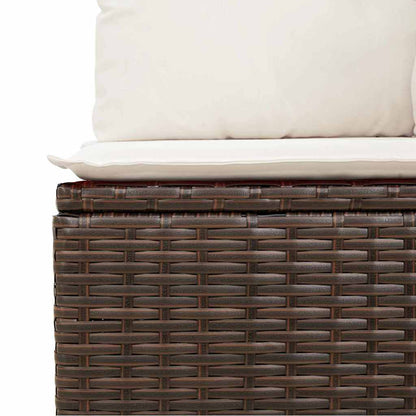 Bankstel met kussen met opslag 9 pcs Bruin en Crème poly rattan