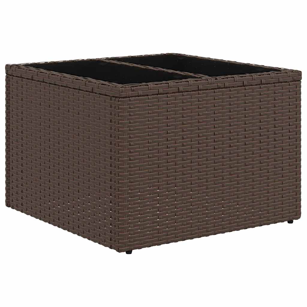 Bankstel met kussen met opslag 9 pcs Bruin en Crème poly rattan