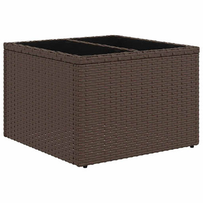 Bankstel met kussen met opslag 9 pcs Bruin en Crème poly rattan