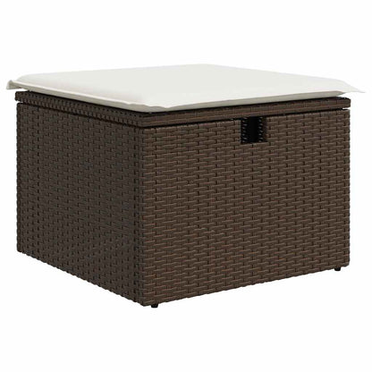 Bankstel met kussen met opslag 9 pcs Bruin en Crème poly rattan
