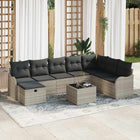 Loungeset poly rattan 9-delig lichtgrijs