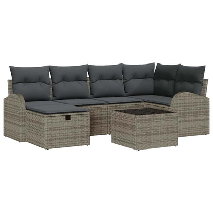 Bankstel met kussen met opslag Grijs poly rattan