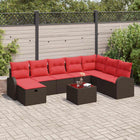 Sofa with cushion with storage 9 pcs Brown and Red poly rattan