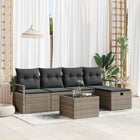Sofa set with cushion with storage 6 pcs Grey poly rattan