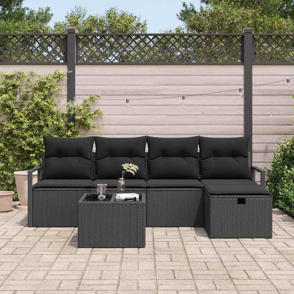 Tuin Sofa Set 6 pcs Zwart 230 x 117 x 85 cm Poly riet