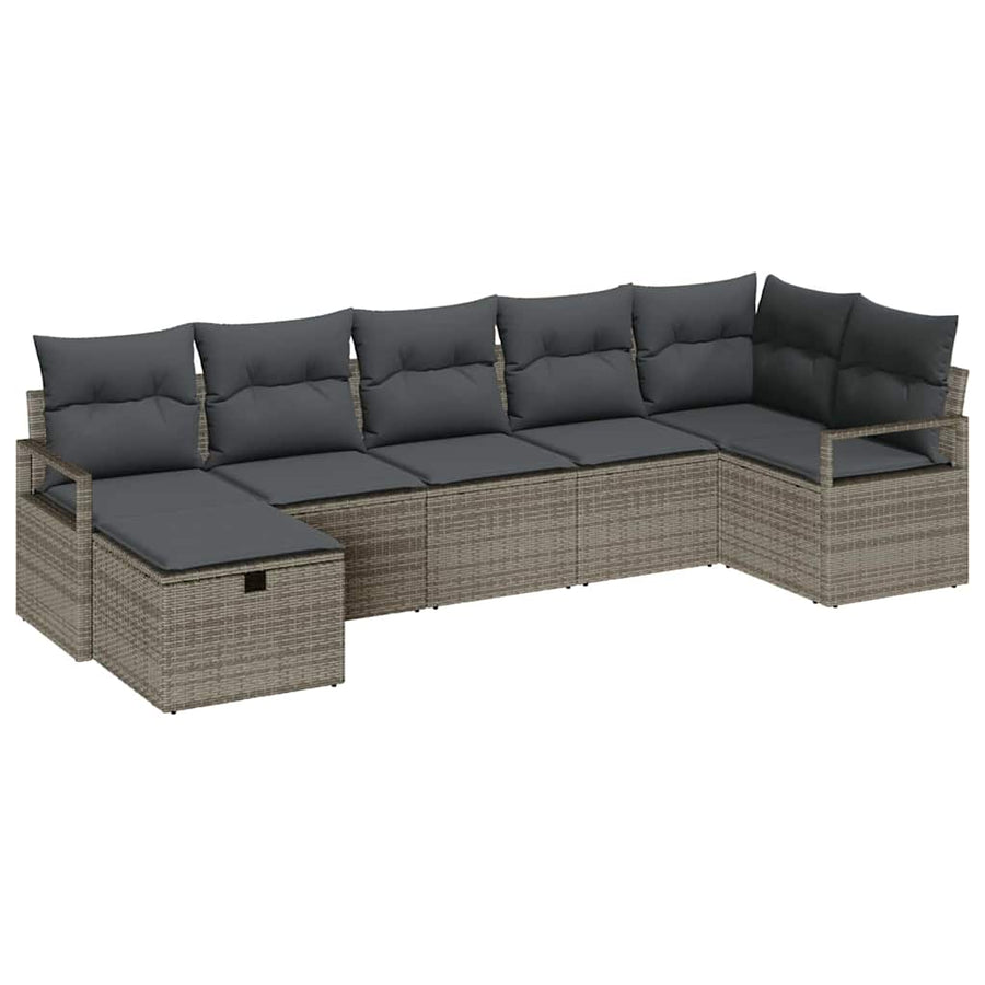 Bankstel Met Kussen Met Opslag Poly Rattan Grijs Donkergrijs zonder tafel