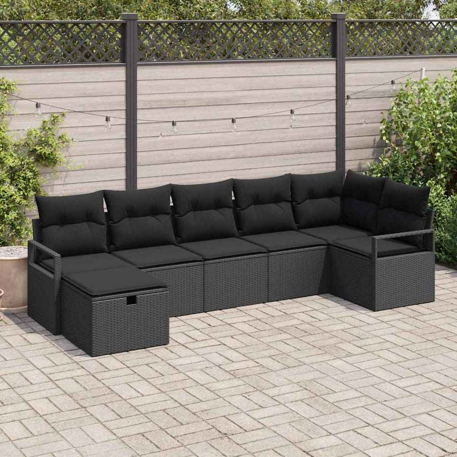 Tuin Sofa Set 7 Pcs 287 X 122 X 85 Cm Poly Riet Zwart Zwart zonder tafel