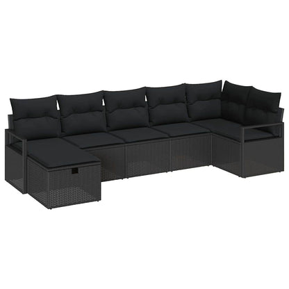 Tuin Sofa Set 7 Pcs 287 X 122 X 85 Cm Poly Riet Zwart Zwart zonder tafel