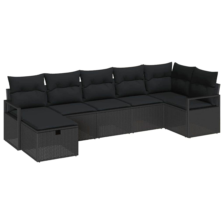 Tuin Sofa Set 7 Pcs 287 X 122 X 85 Cm Poly Riet Zwart Zwart zonder tafel
