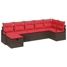 Bankstel met kussen met opslag 7 pcs Bruin en Rood poly rattan
