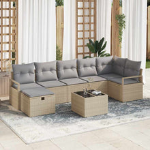 Bankstel met kussen 8 pcs Beige en Licht Grijs poly rattan