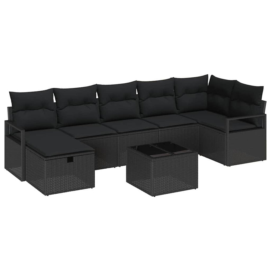 Tuin Sofa Set 8 Pcs 287 X 122 X 85 Cm Poly Riet Zwart Zwart met tafel