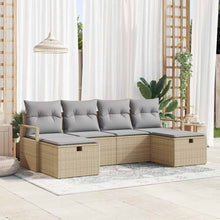 Bankstel met kussen 6 pcs Beige en Licht Grijs poly rattan