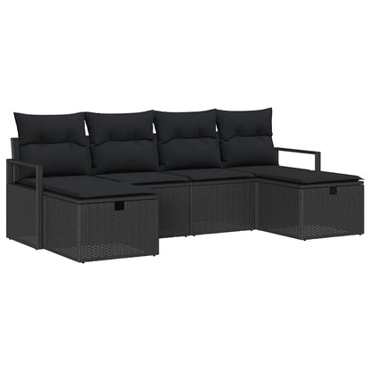 Tuin Sofa Set 6 Pcs 230 X 117 X 85 Cm Poly Riet Zwart Zwart