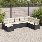 Loungeset 8-delig poly rattan zwart crème