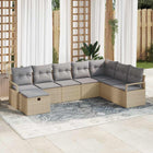 Loungeset poly rattan 8-delig beige lichtgrijs