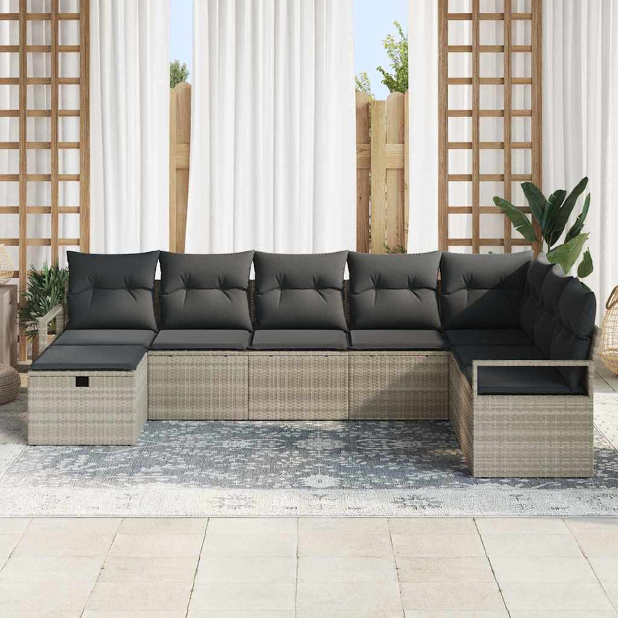 Bankstel met kussen met opslag Lichtgrijs poly rattan